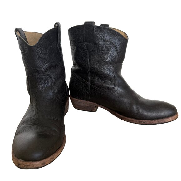 Vintage Frye Black Leather Boots Size 9 - Picture 1 of 8